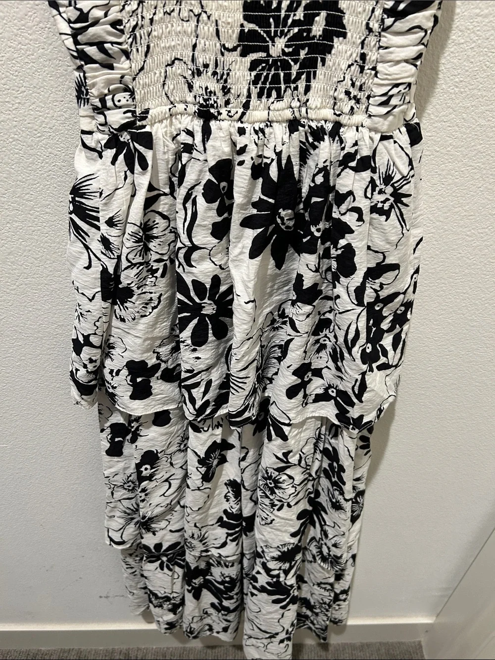 Abercrombie & Fitch Black & White Floral Tiered Maxi Dress